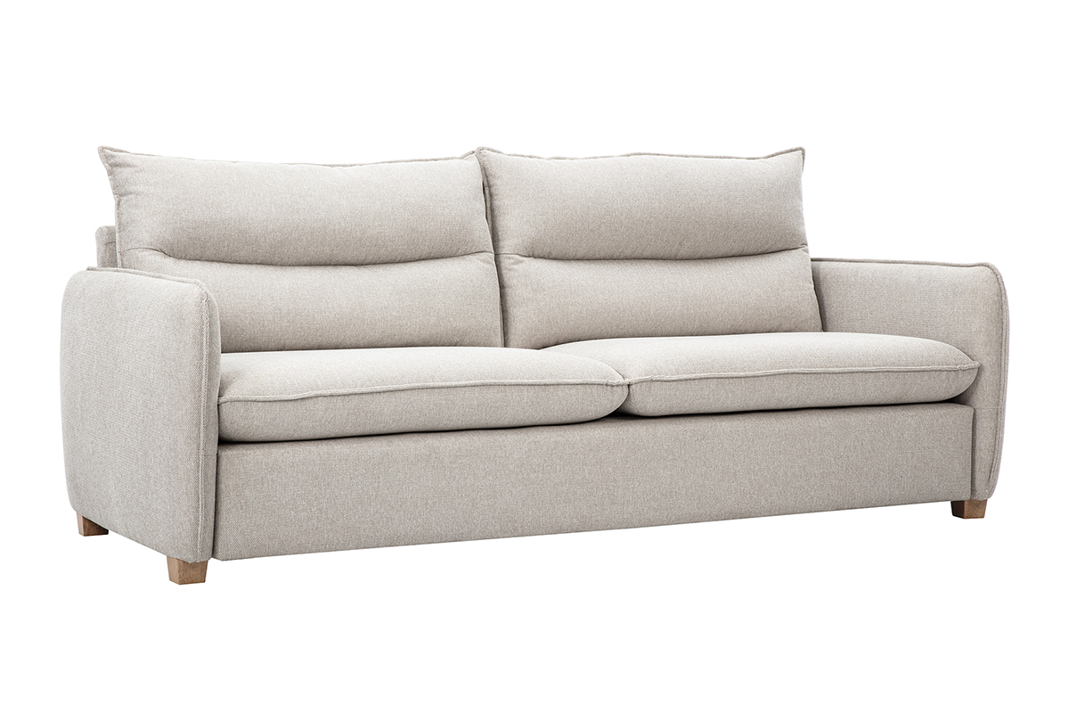 Canapé Renzo 3 Places Velours Beige Miliboo