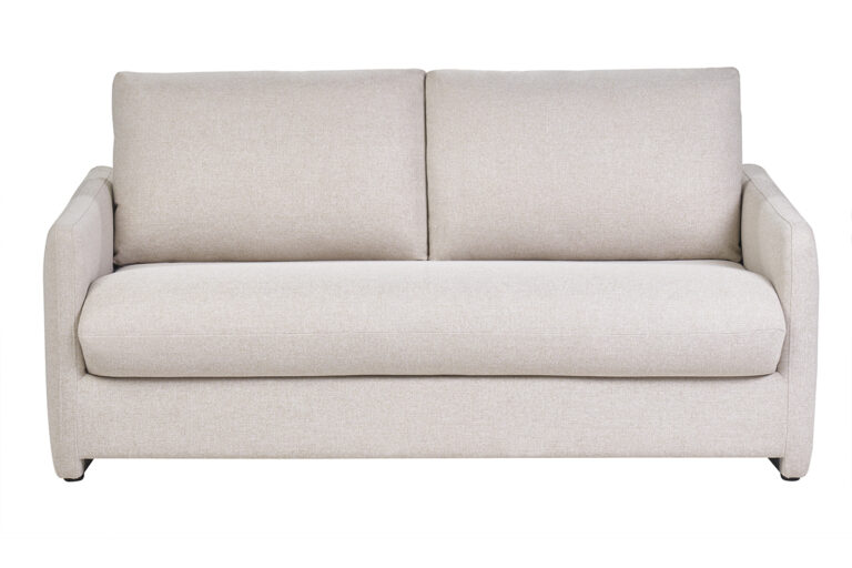 Canapé Paulin Convertible 2 Places Tissu lisse Beige Miliboo