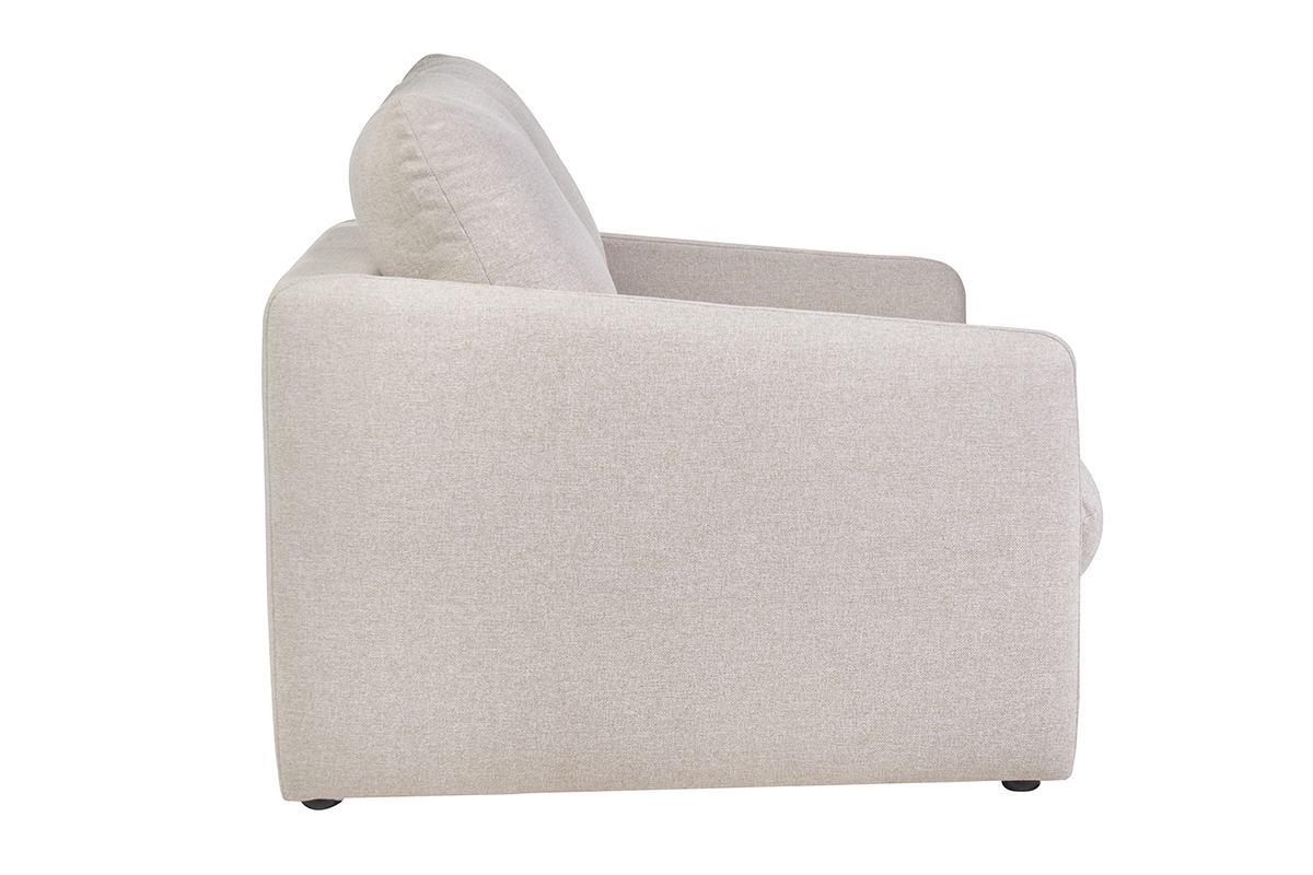 Canapé Paulin Convertible 2 Places Tissu lisse Beige Miliboo