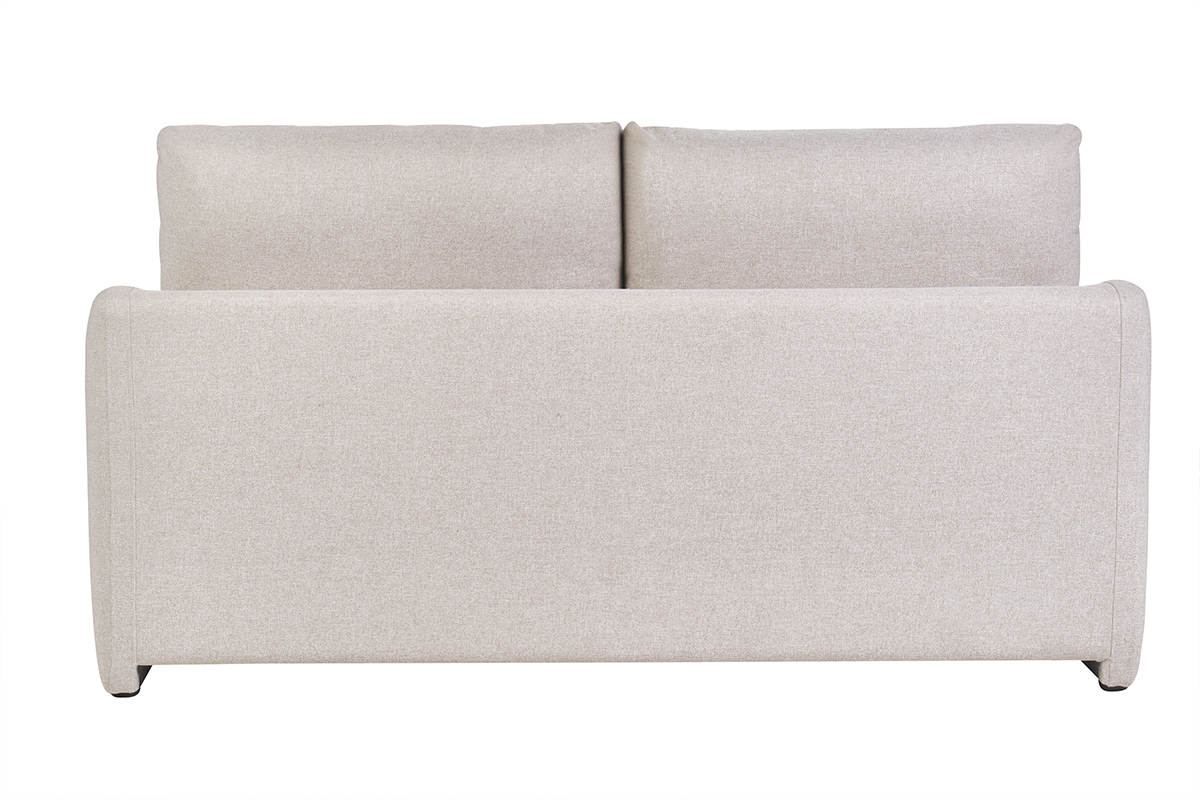 Canapé Paulin Convertible 2 Places Tissu lisse Beige Miliboo