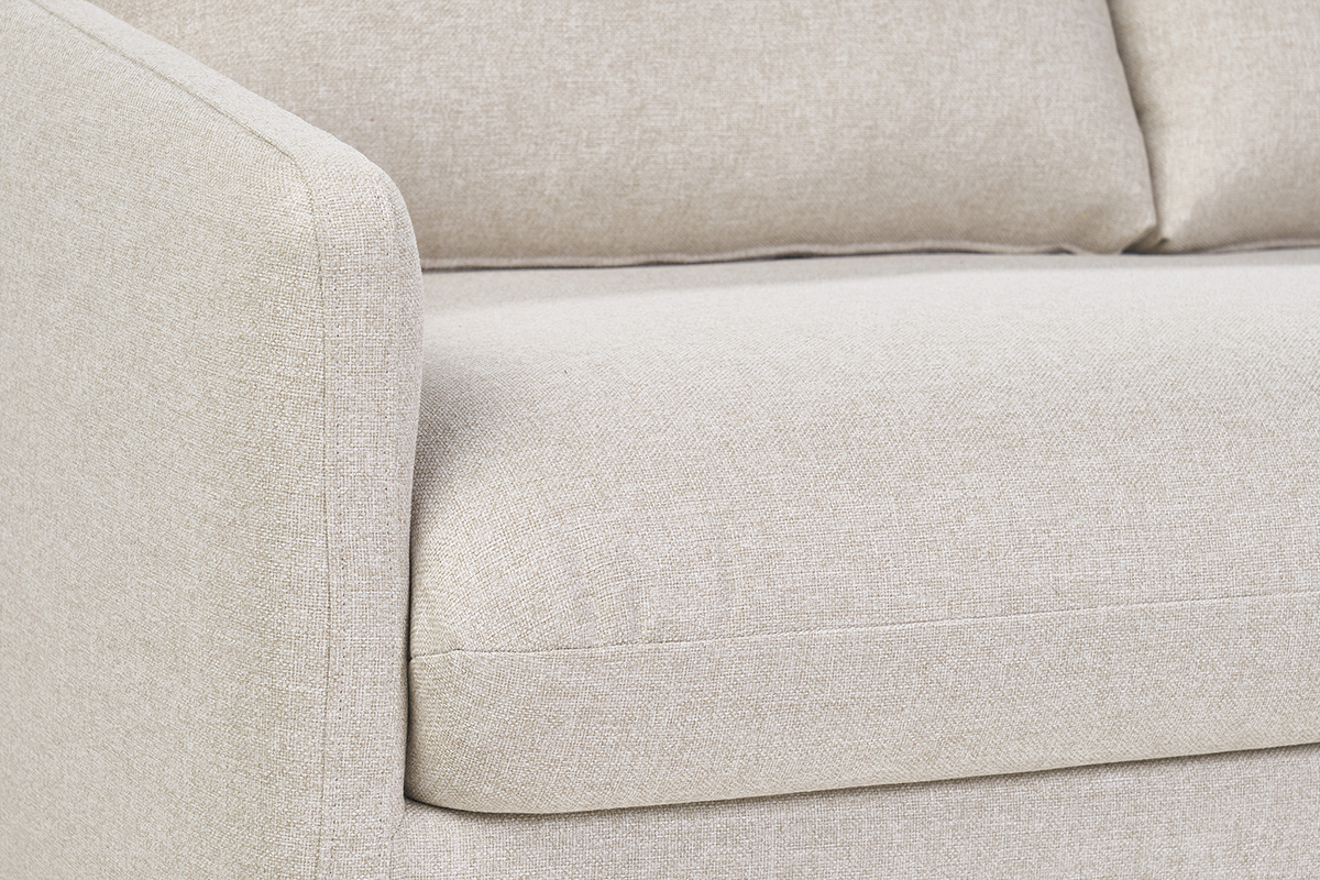 Canapé Paulin Convertible 2 Places Tissu lisse Beige Miliboo