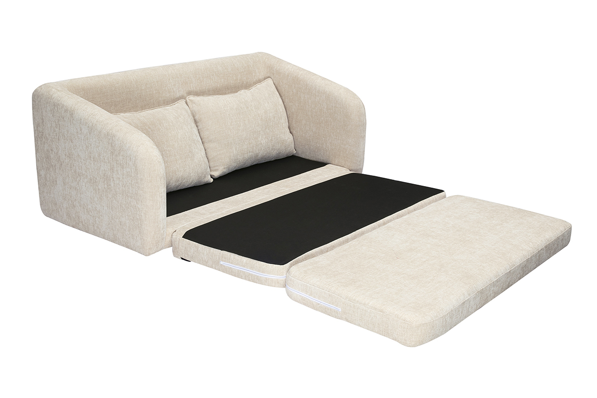 Canapé Mahaut Convertible 2 Places Velours Beige Miliboo