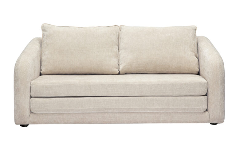 Canapé Mahaut Convertible 2 Places Velours Beige Miliboo