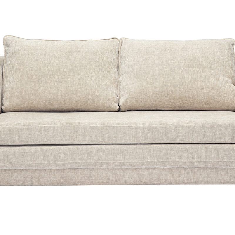 Canapé Mahaut Convertible 2 Places Velours Beige Miliboo