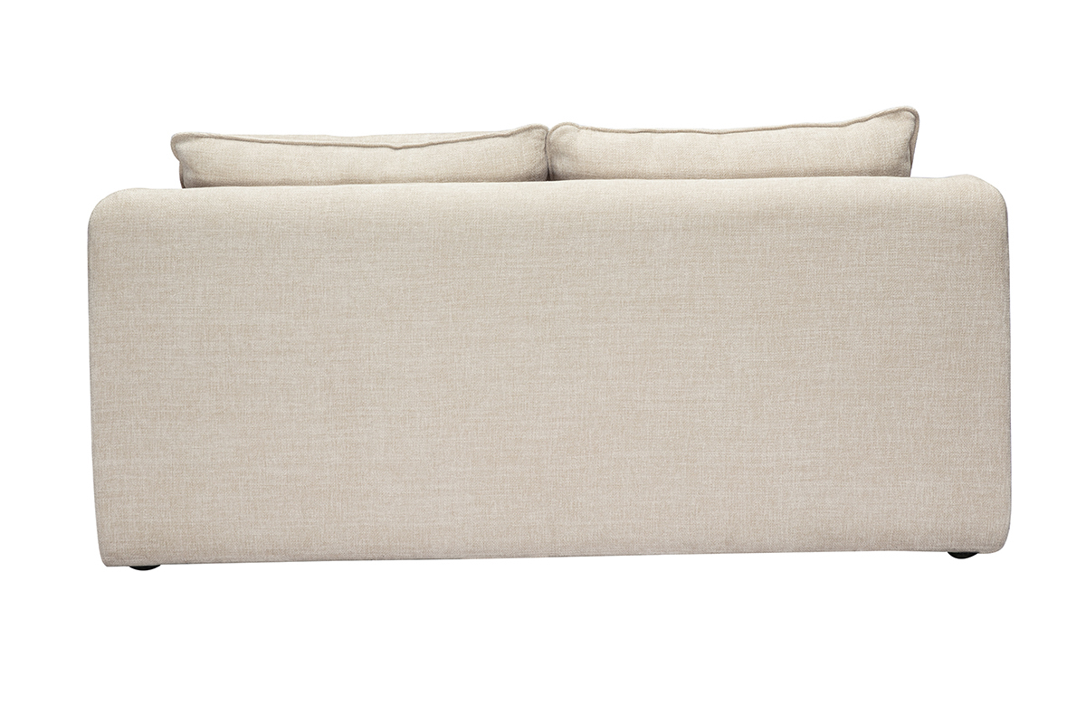 Canapé Mahaut Convertible 2 Places Velours Beige Miliboo