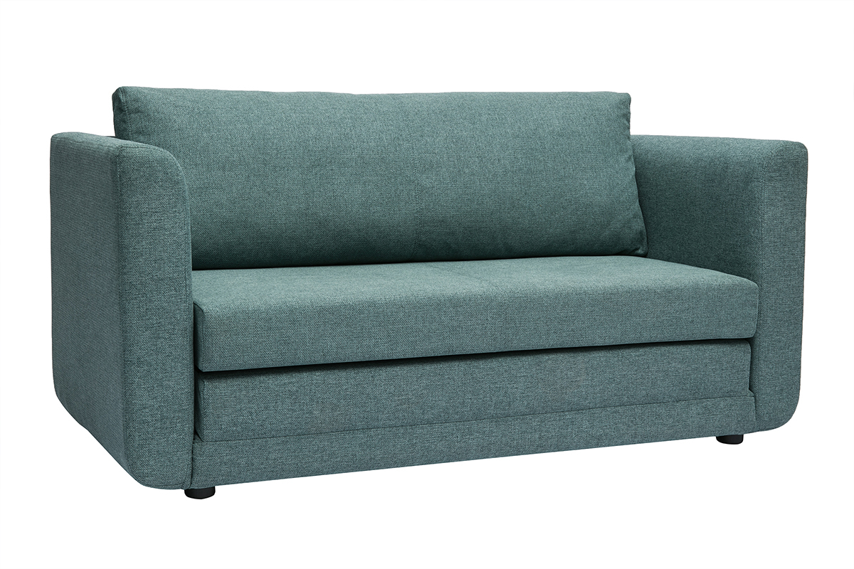 Canapé Leon Convertible 2 Places Tissu lisse Gris Miliboo