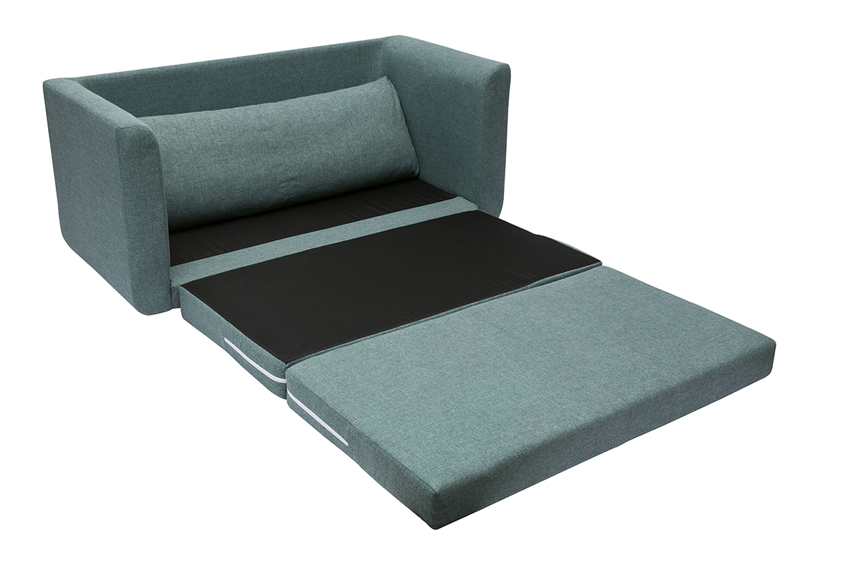 Canapé Leon Convertible 2 Places Tissu lisse Gris Miliboo