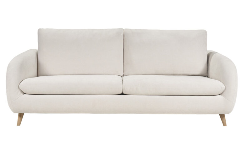 Canapé Leandre Convertible 4 Places Velours Beige Miliboo