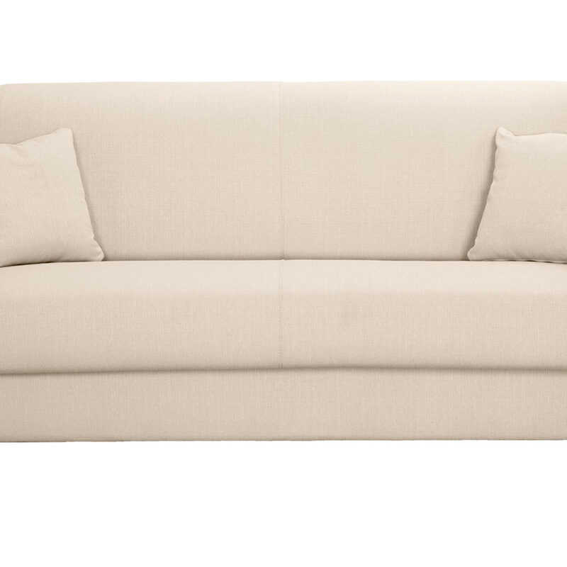 Canapé Skandy Convertible 3 Places Tissu lisse Beige Miliboo