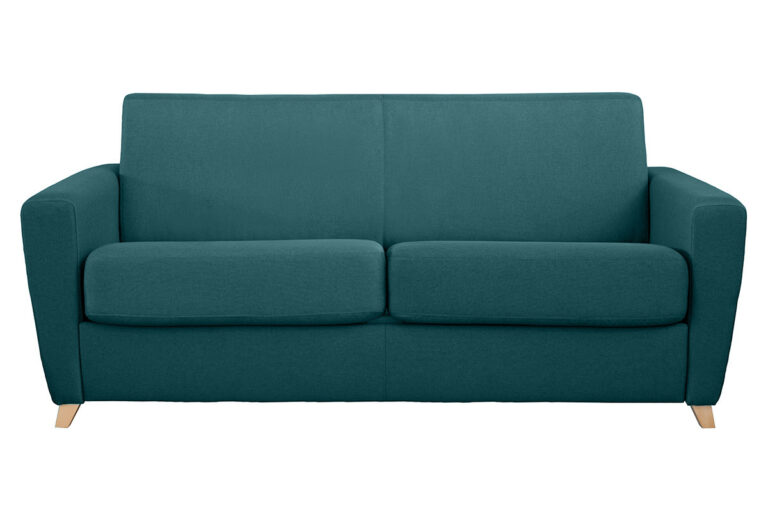 Canapé Graham Convertible 3 Places Tissu lisse Bleu Miliboo
