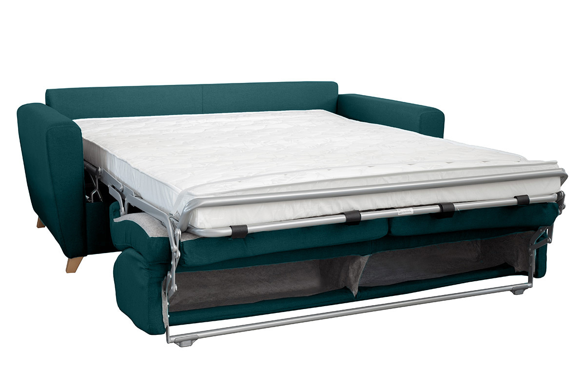 Canapé Graham Convertible 3 Places Tissu lisse Bleu Miliboo