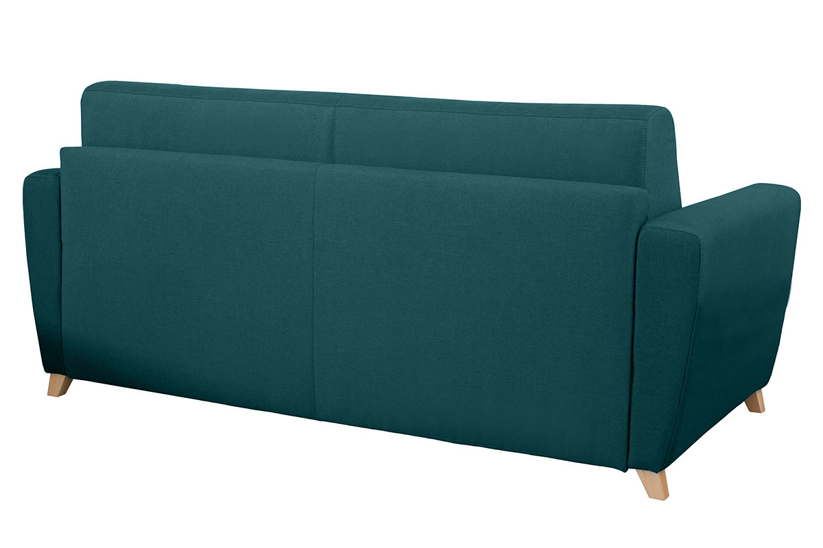 Canapé Graham Convertible 3 Places Tissu lisse Bleu Miliboo