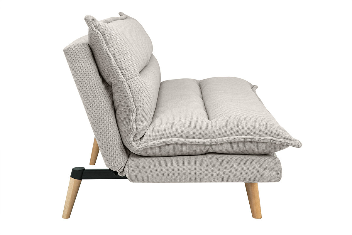 Canapé Bingo Convertible 3 Places Tissu texturé Beige Miliboo