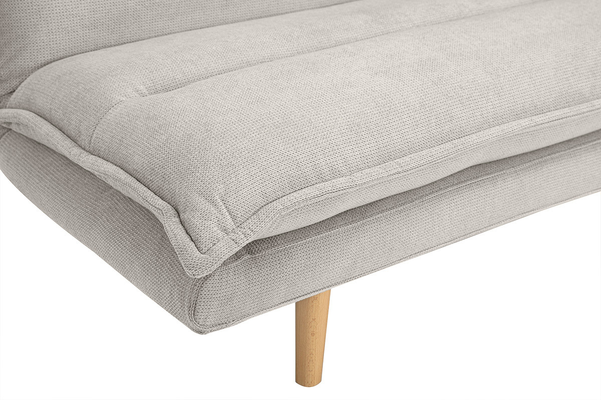 Canapé Bingo Convertible 3 Places Tissu texturé Beige Miliboo