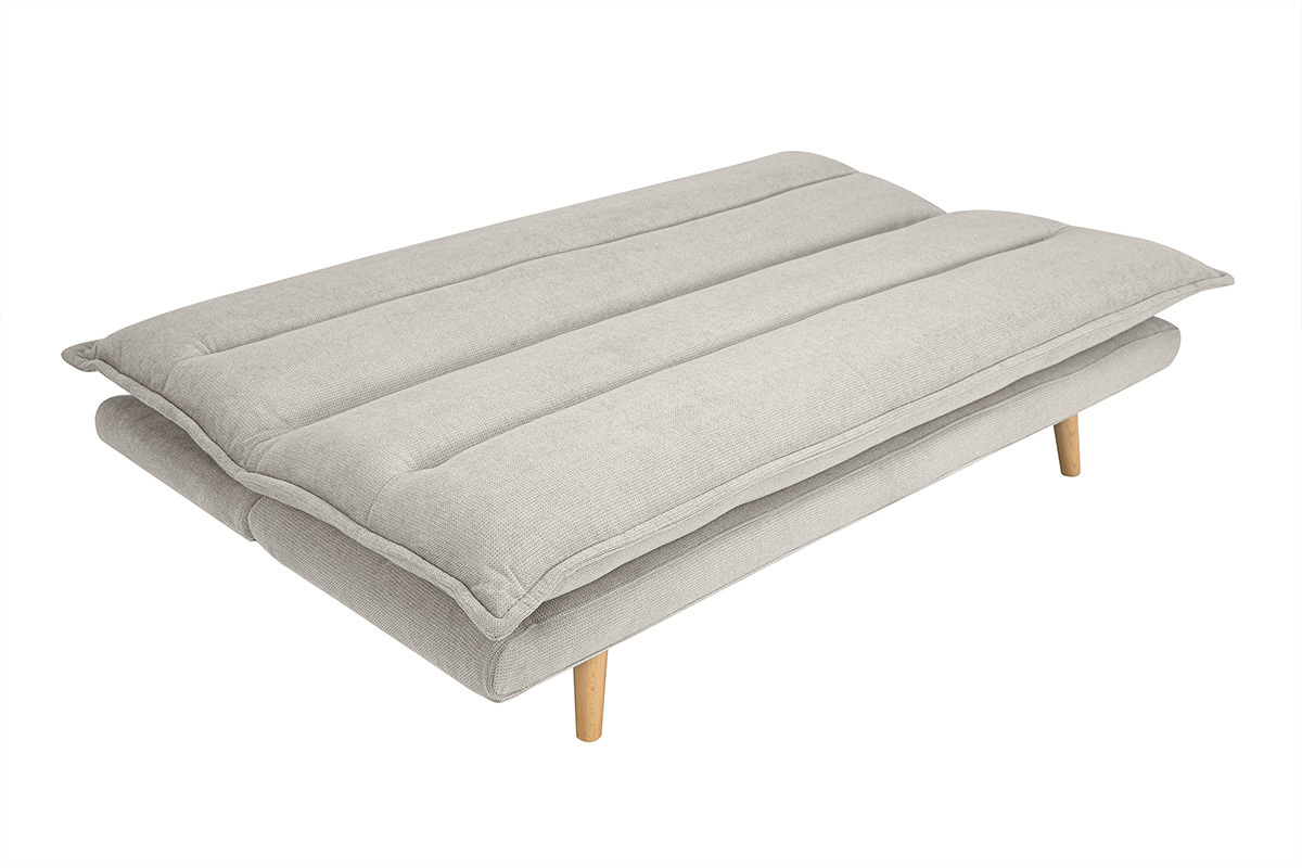 Canapé Bingo Convertible 3 Places Tissu texturé Beige Miliboo