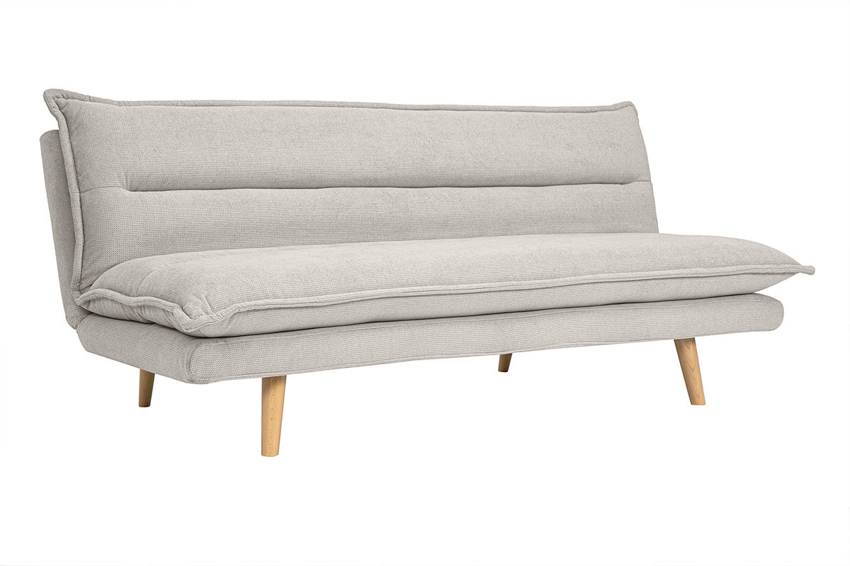 Canapé Bingo Convertible 3 Places Tissu texturé Beige Miliboo