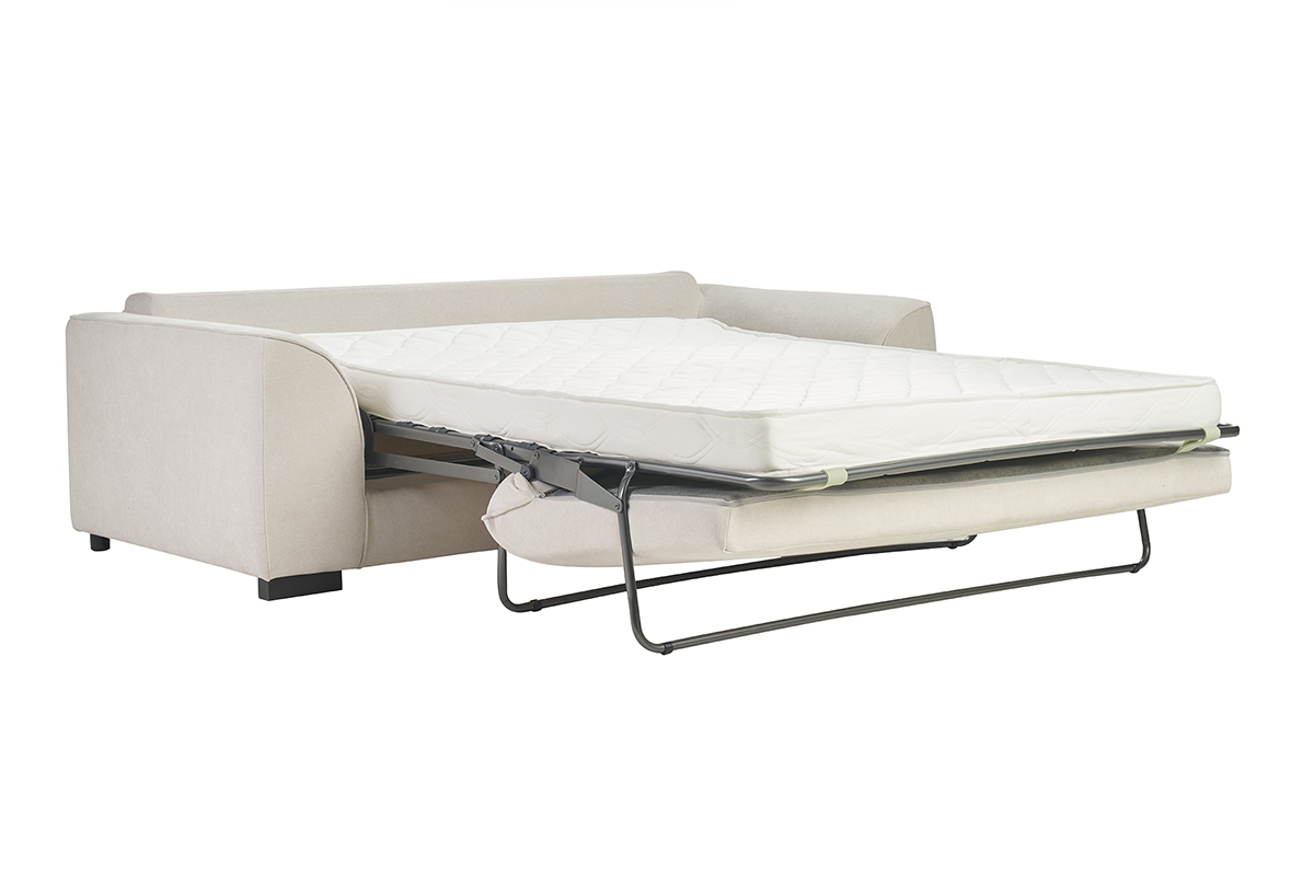 Canapé Armand Convertible 3 Places Velours Beige Miliboo