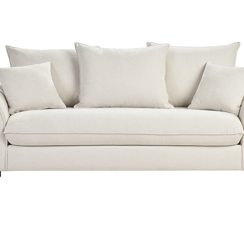 Canapé Armand Convertible 3 Places Velours Beige Miliboo