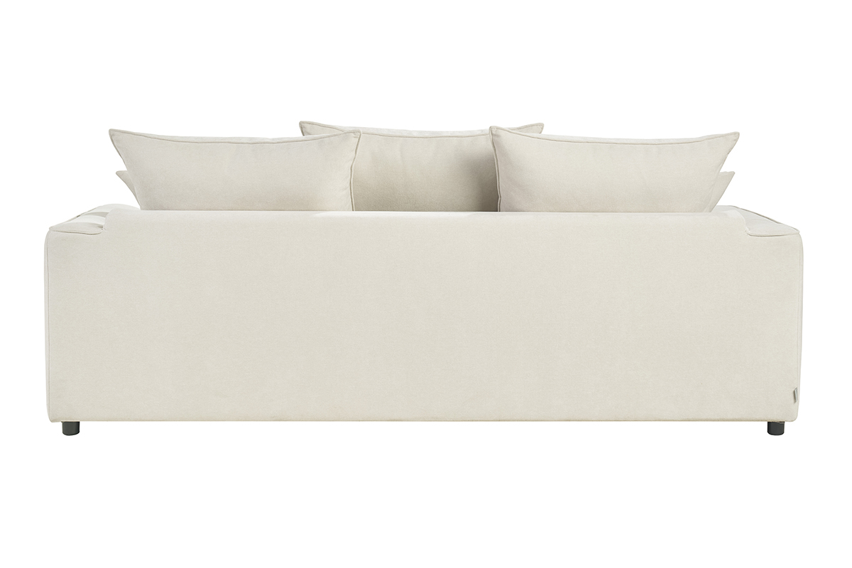 Canapé Armand Convertible 3 Places Velours Beige Miliboo