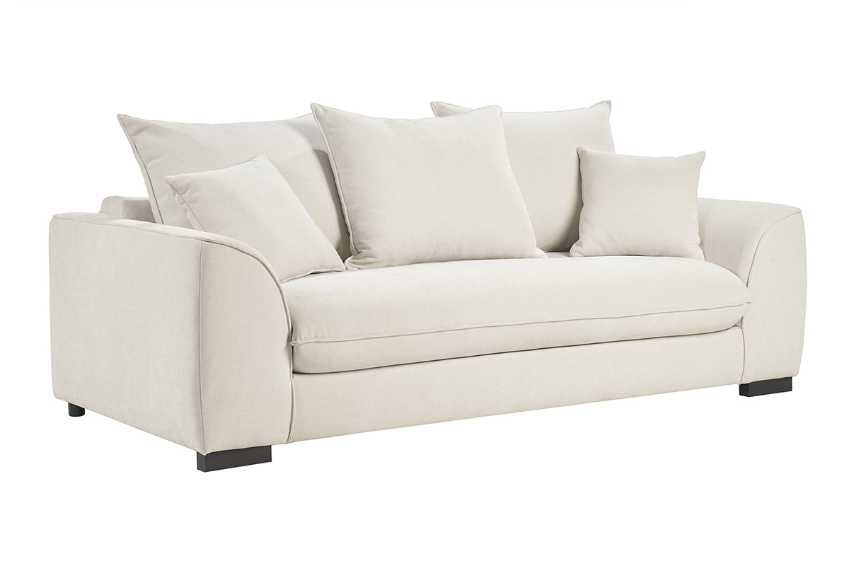 Canapé Armand Convertible 3 Places Velours Beige Miliboo