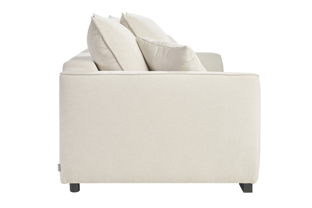 Canapé Armand Convertible 3 Places Velours Beige Miliboo