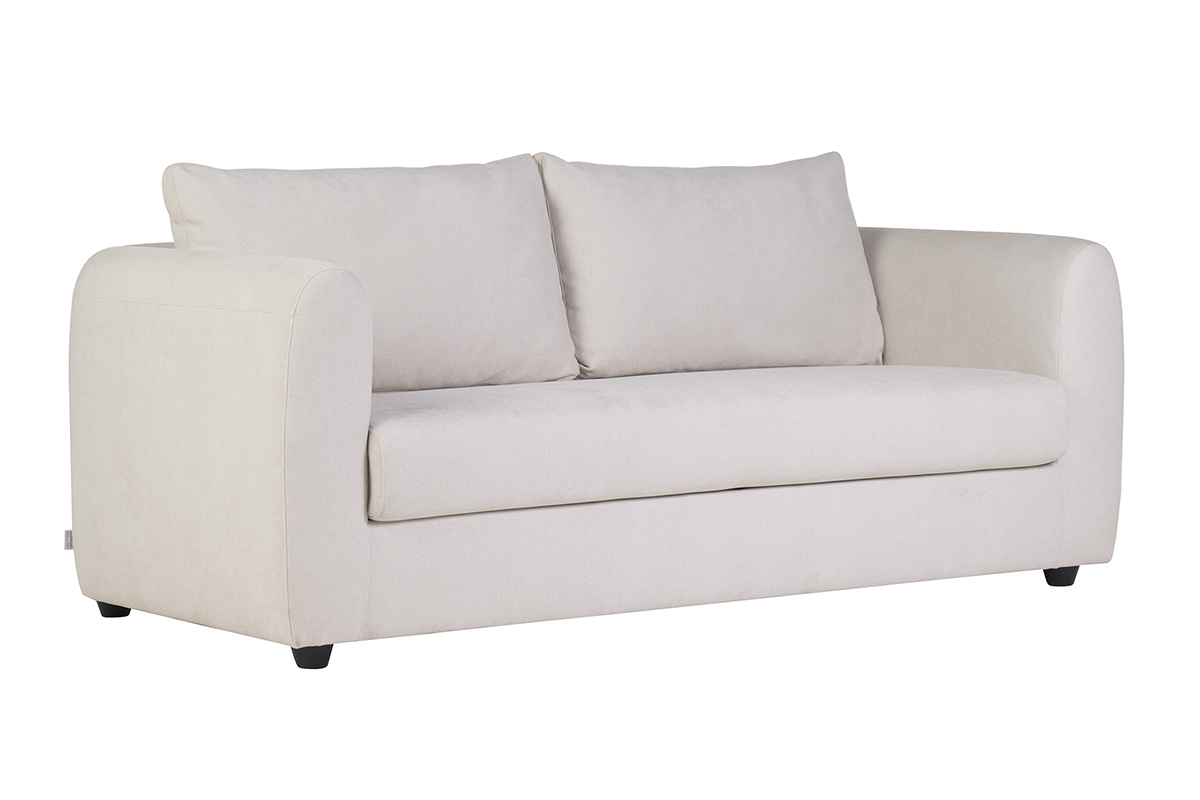Canapé Harlo Convertible 3 Places Velours Beige Miliboo