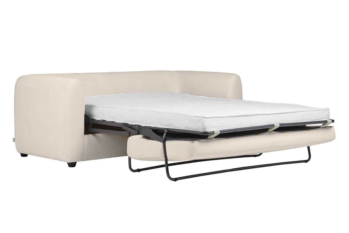 Canapé Harlo Convertible 3 Places Velours Beige Miliboo