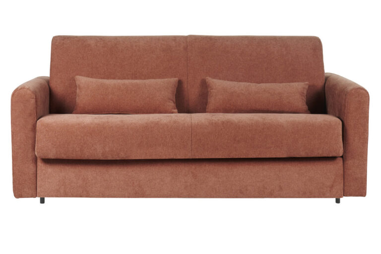 Canapé Letto Convertible 3 Places Velours Marron Miliboo