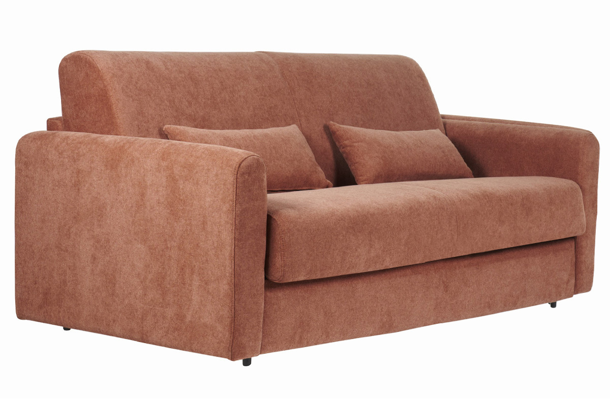 Canapé Letto Convertible 3 Places Velours Marron Miliboo
