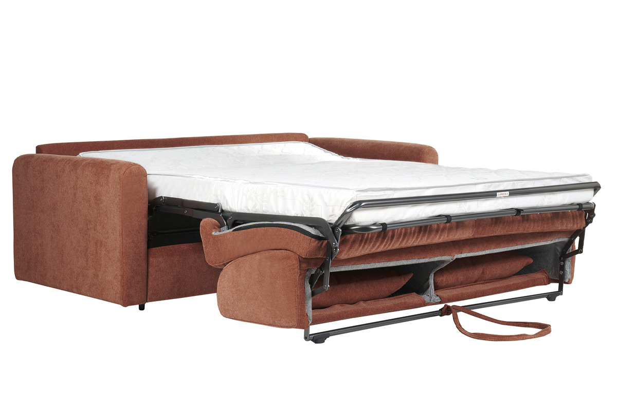 Canapé Letto Convertible 3 Places Velours Marron Miliboo
