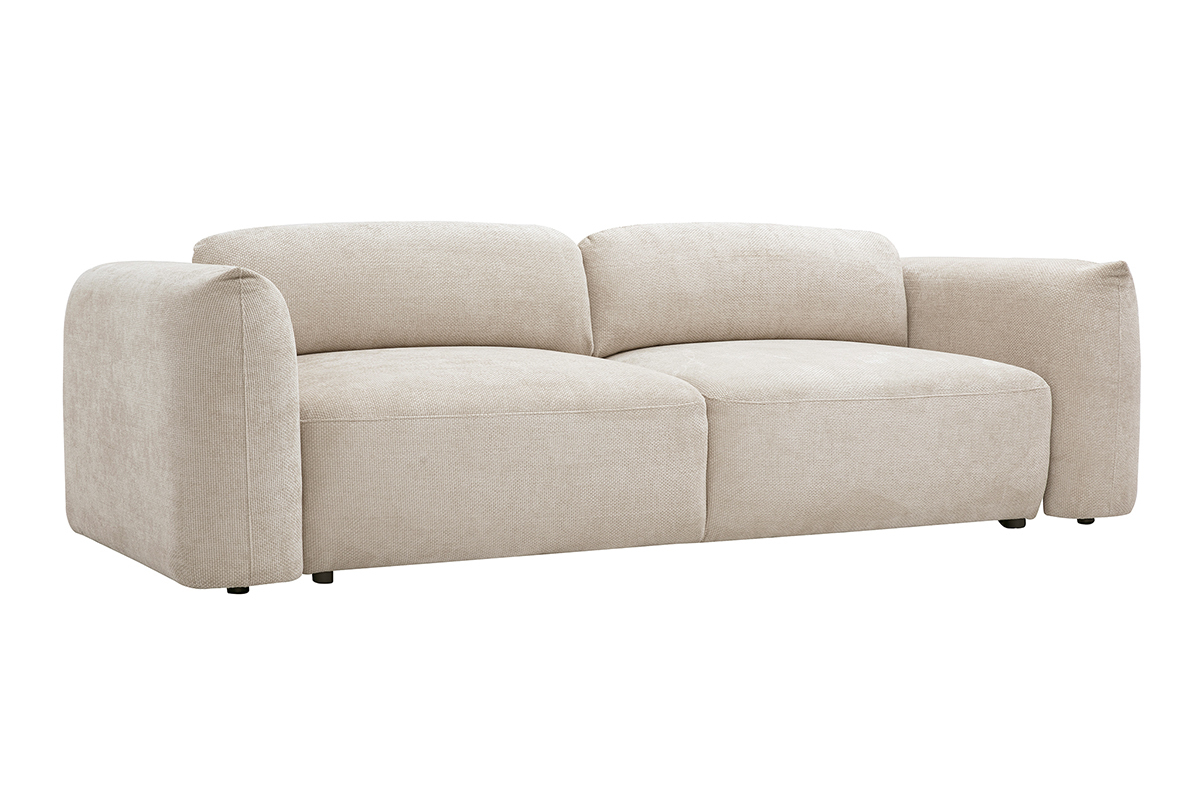 Canapé Swell Convertible 4 Places Velours Beige Miliboo