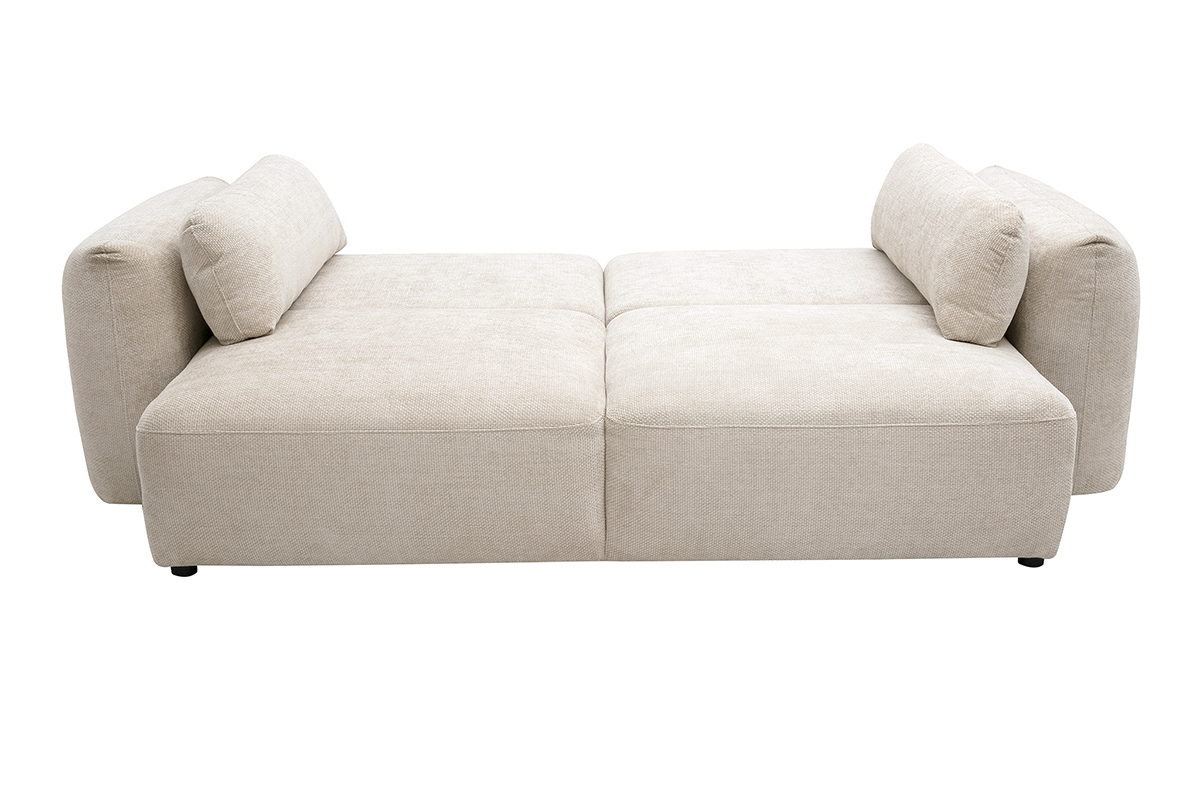 Canapé Swell Convertible 4 Places Velours Beige Miliboo