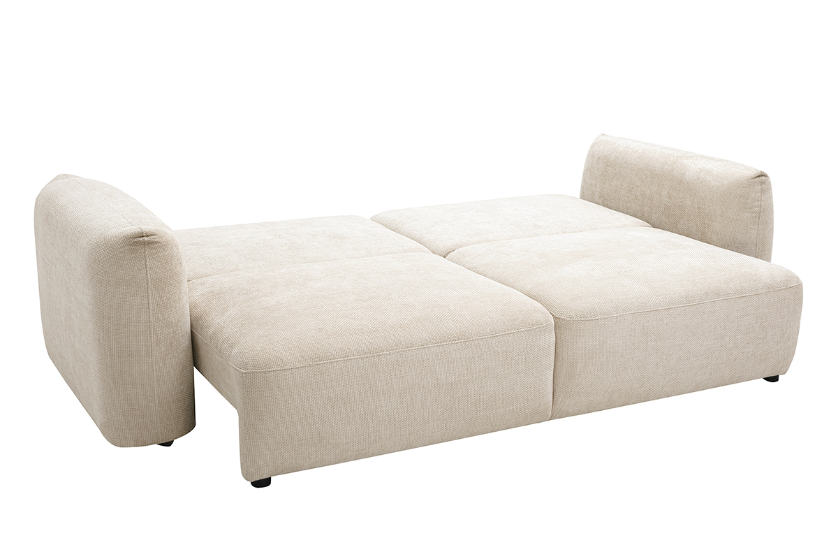 Canapé Swell Convertible 4 Places Velours Beige Miliboo