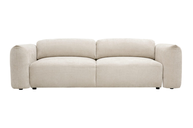 Canapé Swell Convertible 4 Places Velours Beige Miliboo