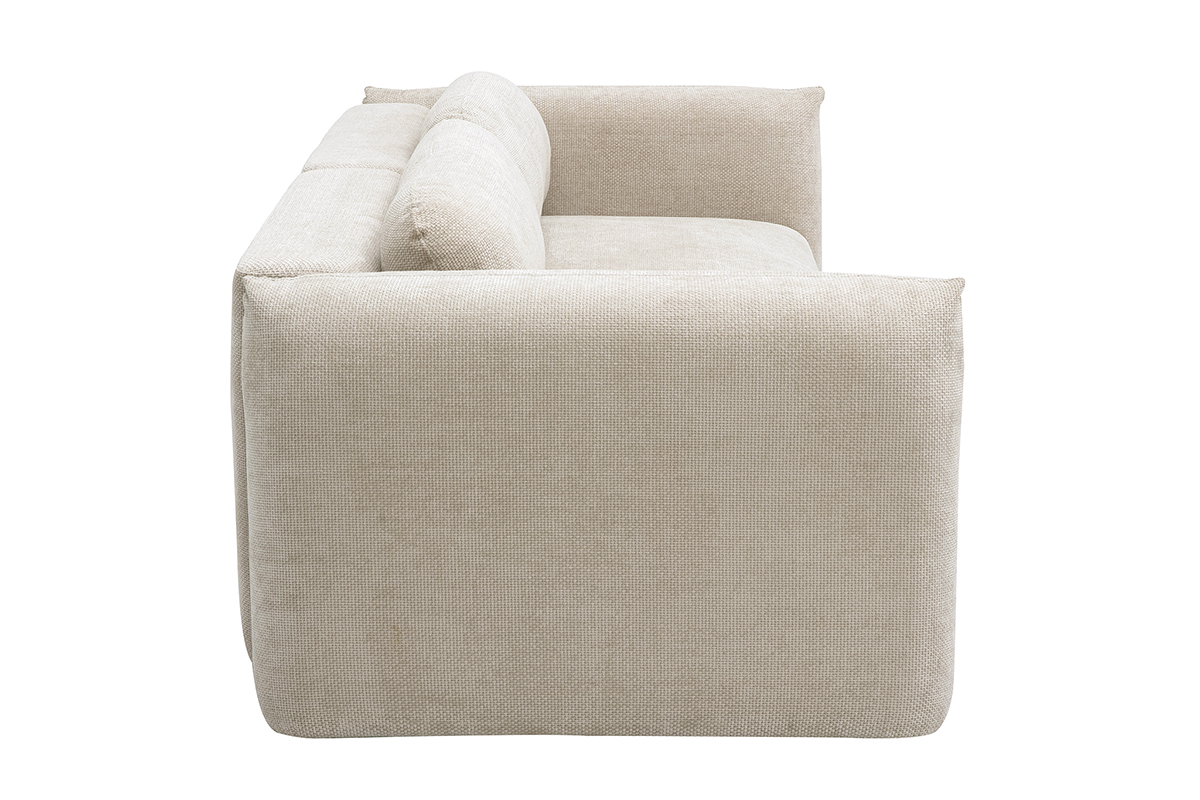 Canapé Swell Convertible 4 Places Velours Beige Miliboo