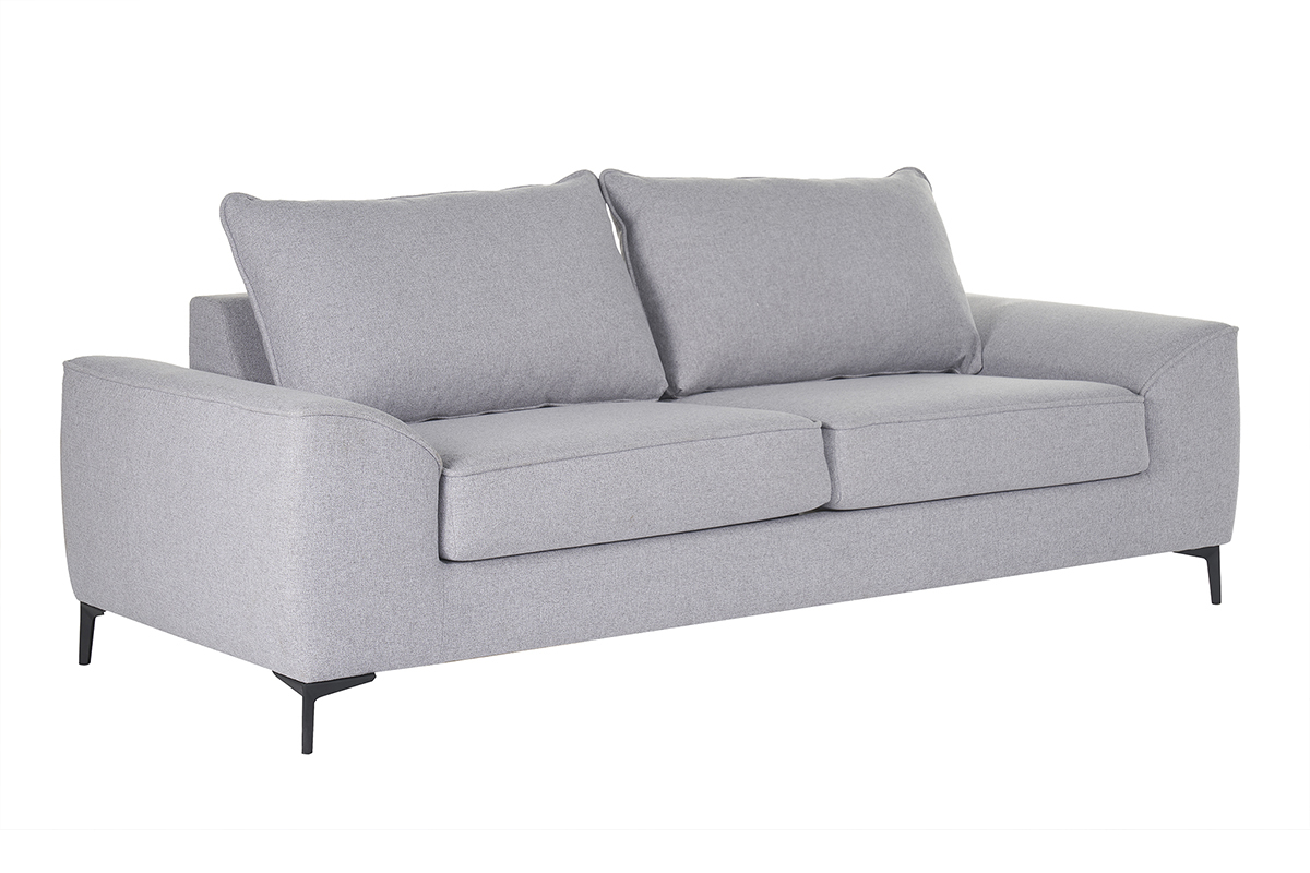 Canapé Gael Convertible 3 Places Tissu lisse Gris Miliboo