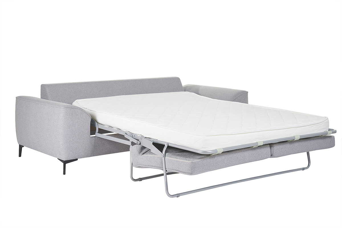 Canapé Gael Convertible 3 Places Tissu lisse Gris Miliboo