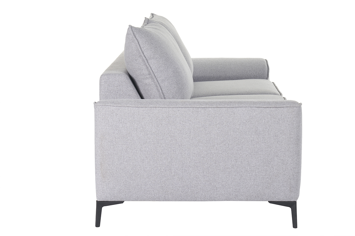 Canapé Gael Convertible 3 Places Tissu lisse Gris Miliboo