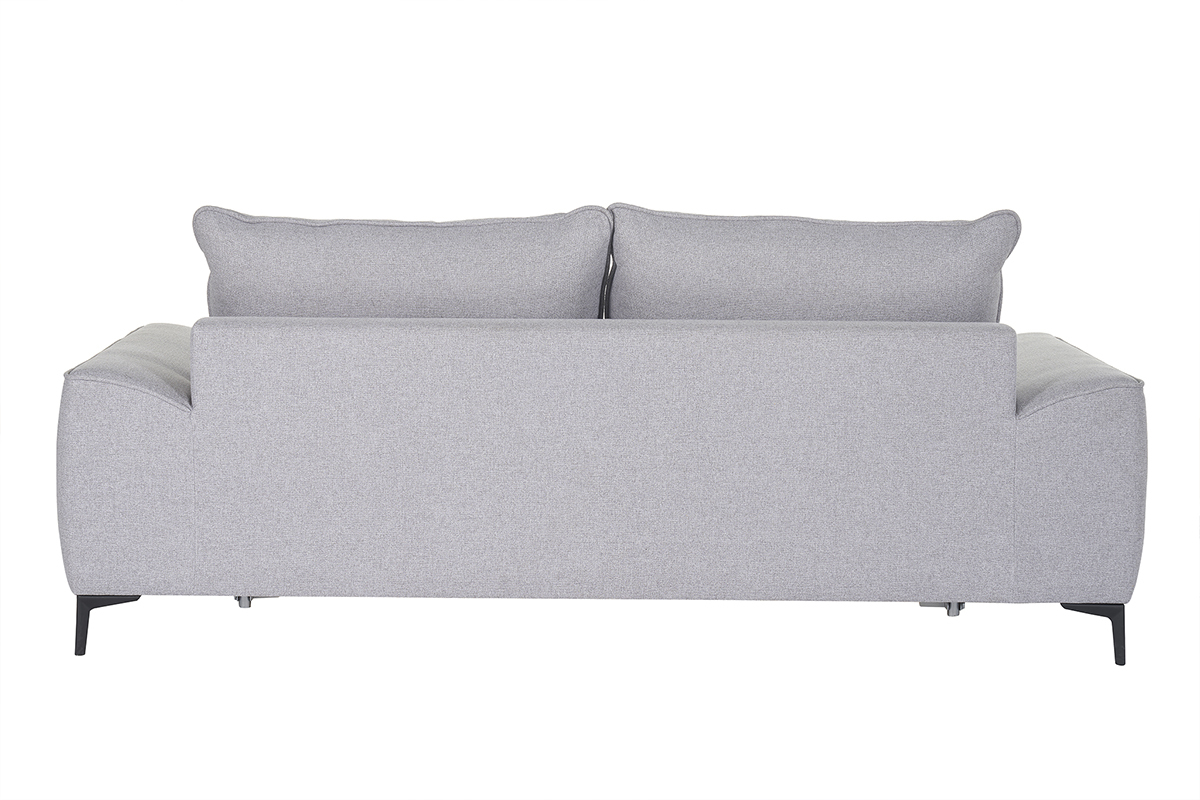 Canapé Gael Convertible 3 Places Tissu lisse Gris Miliboo