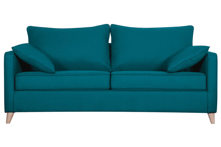 Canapé Papel Convertible 3 Places Tissu lisse Bleu Miliboo