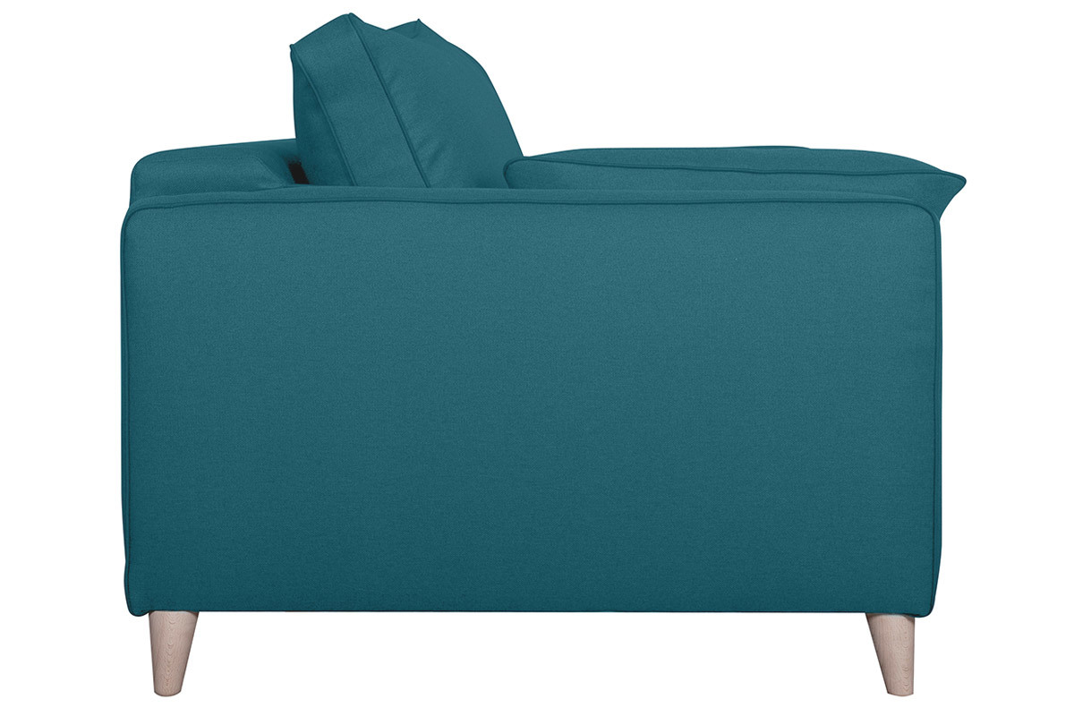 Canapé Papel Convertible 3 Places Tissu lisse Bleu Miliboo
