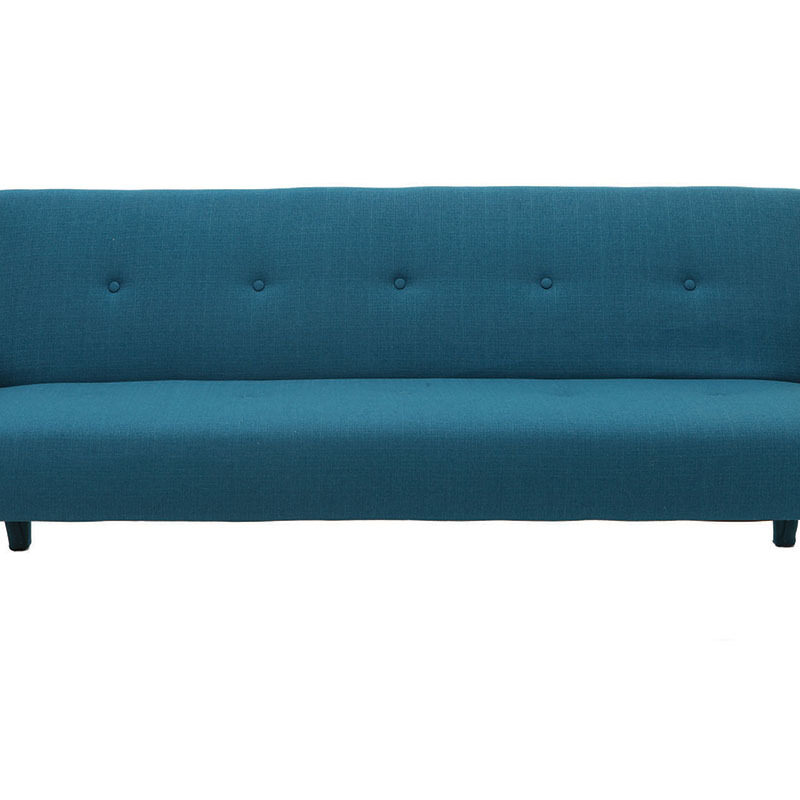 Canapé Oscar Convertible 3 Places Tissu lisse Bleu Miliboo