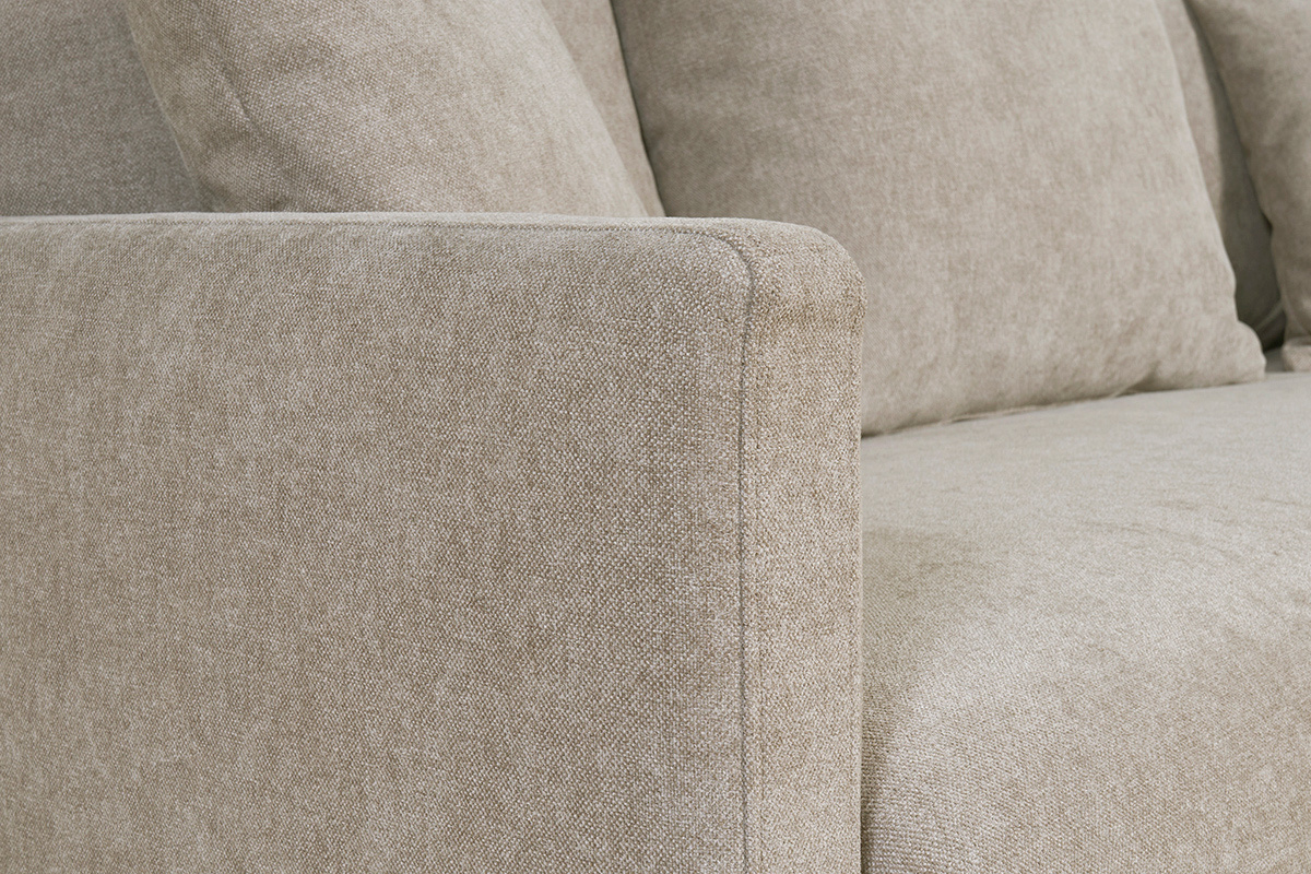 Canapé Louise Convertible 3 Places Velours Beige Miliboo