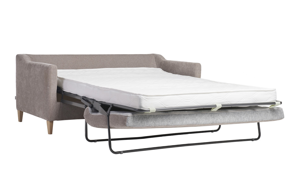 Canapé Louise Convertible 3 Places Velours Beige Miliboo