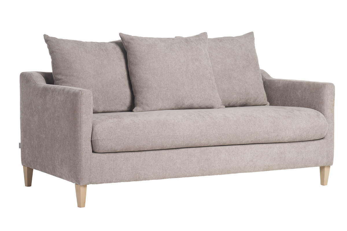 Canapé Louise Convertible 3 Places Velours Beige Miliboo