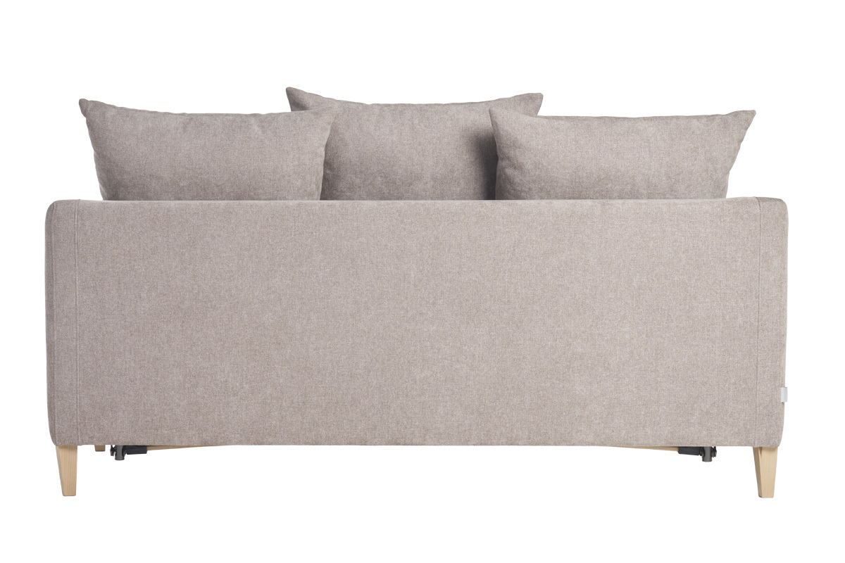 Canapé Louise Convertible 3 Places Velours Beige Miliboo