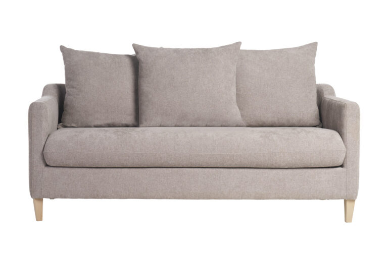 Canapé Louise Convertible 3 Places Velours Beige Miliboo