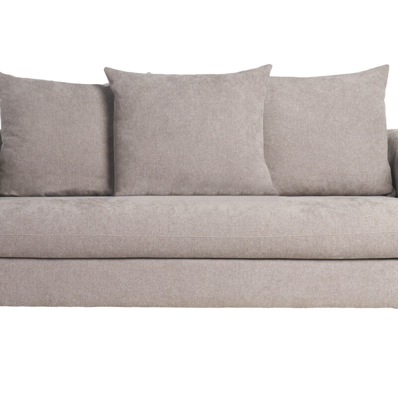Canapé Louise Convertible 3 Places Velours Beige Miliboo