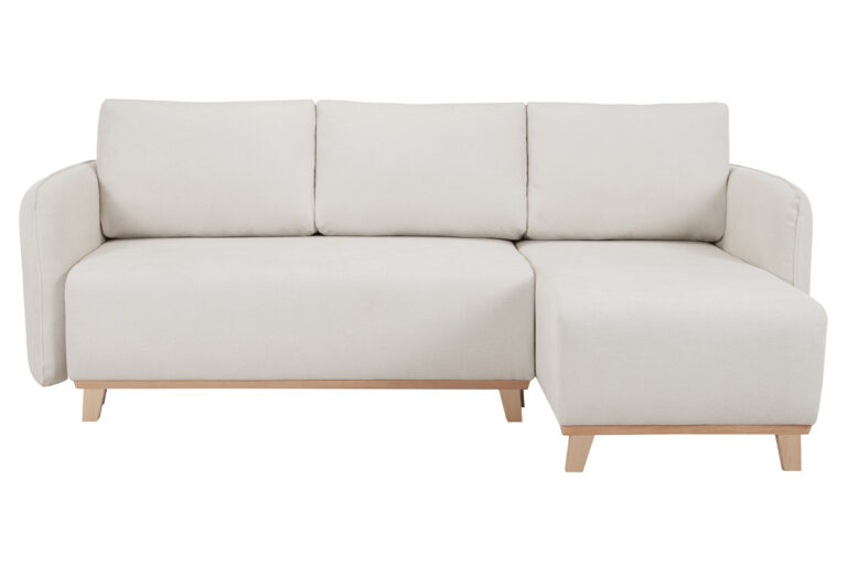 Canapé Romane d'Angle 4 Places Velours Beige Miliboo
