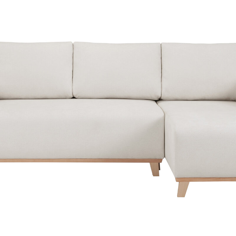 Canapé Romane d'Angle 4 Places Velours Beige Miliboo